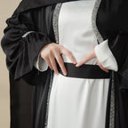 Poet sleeve satin open abaya image 13