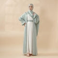Poet sleeve satin open abaya image 3