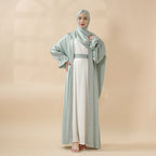 Poet sleeve satin open abaya image 3