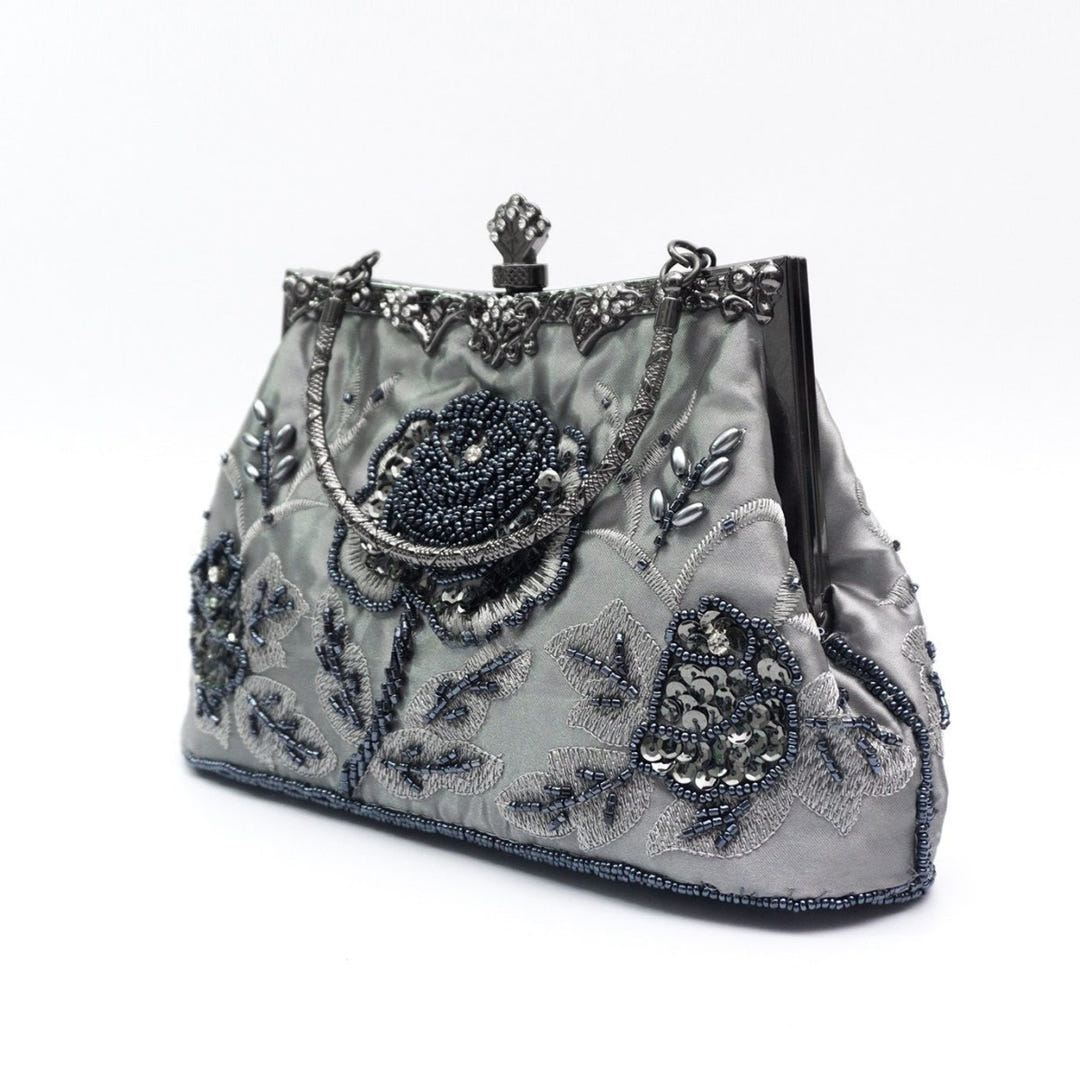 Rose embroidered clutch image 3