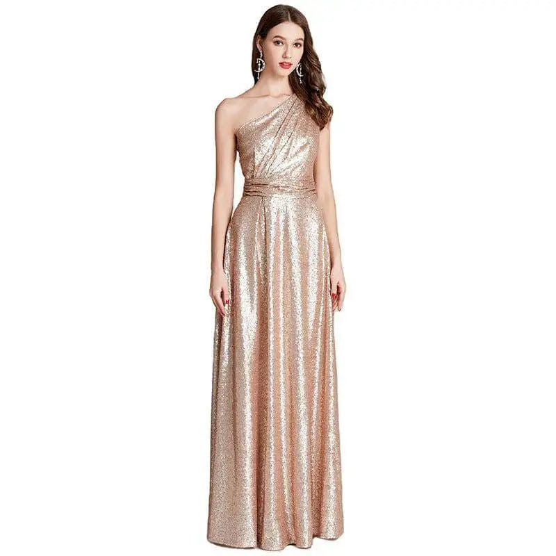 One-shoulder sequin evening gown image 4