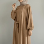 Open abaya with pockets three-piece set image 15
