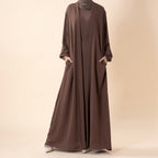 Open abaya with pockets three-piece set image 7