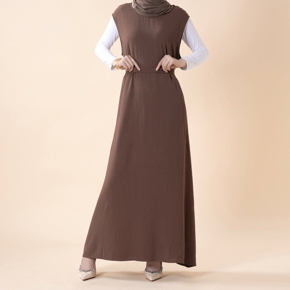 Open abaya with pockets three-piece set image 19