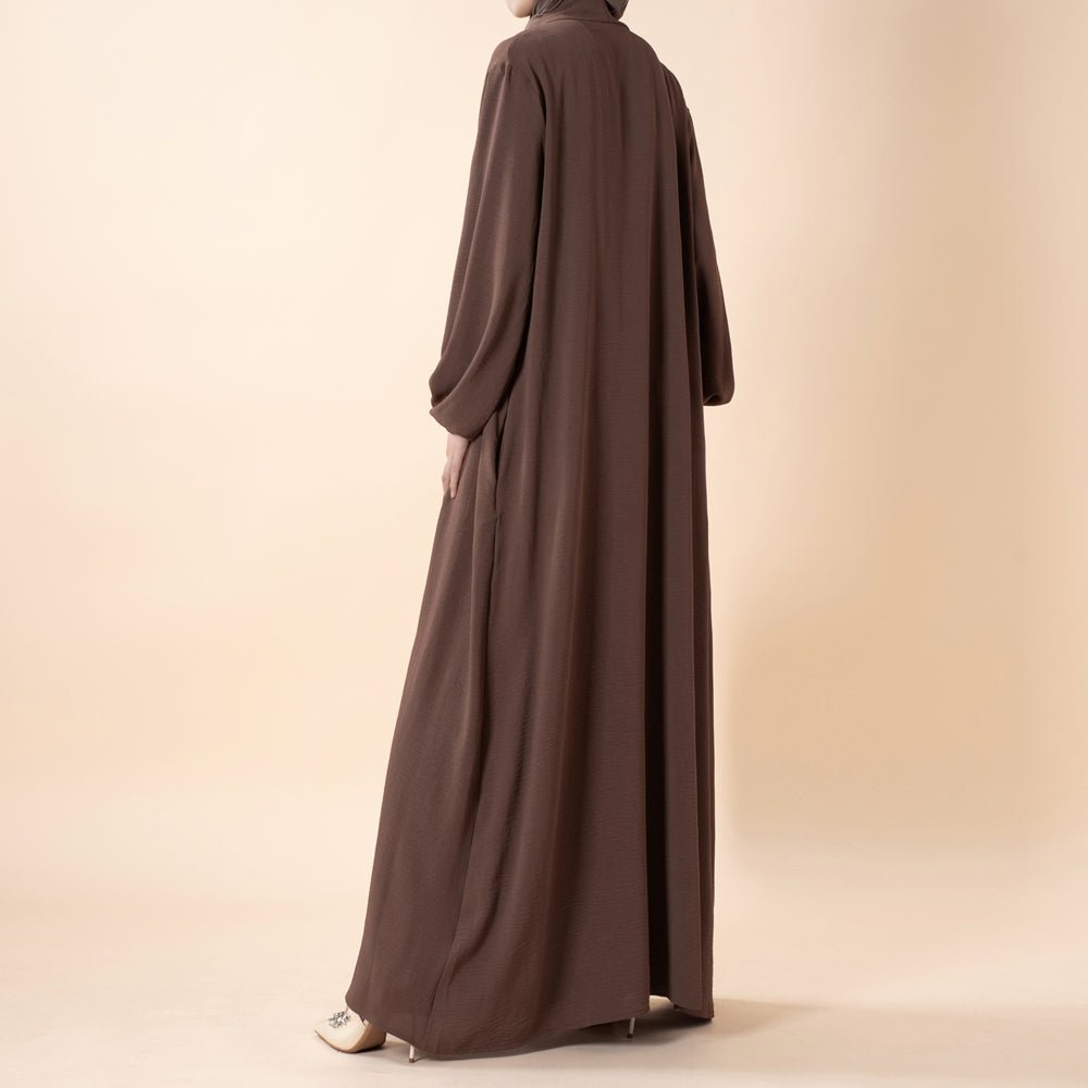 Open abaya with pockets three-piece set image 17