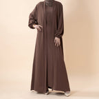 Open abaya with pockets three-piece set image 16