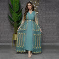 Gold-embroidered open abaya set view 1