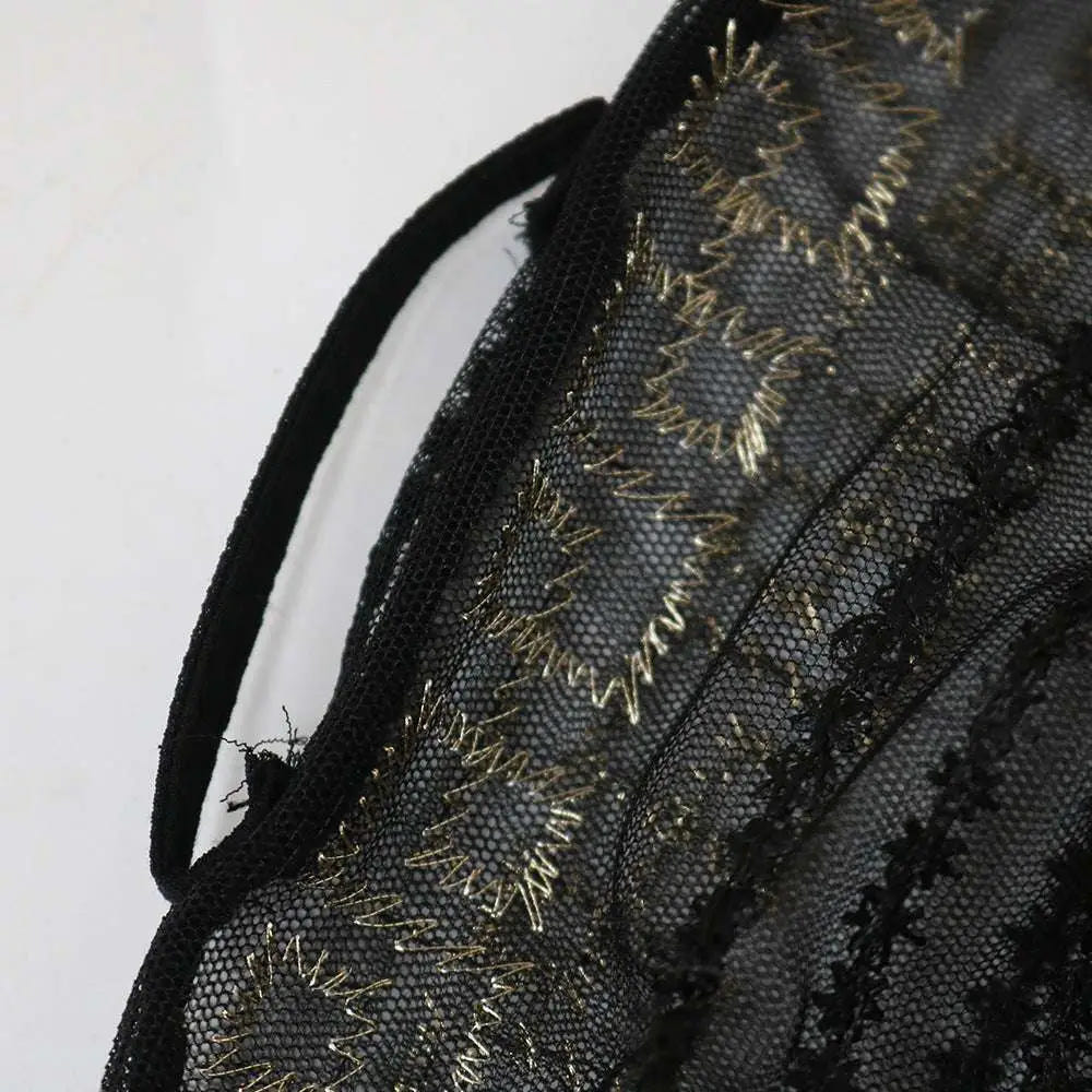 Gold-embroidered two-piece abaya set view 5