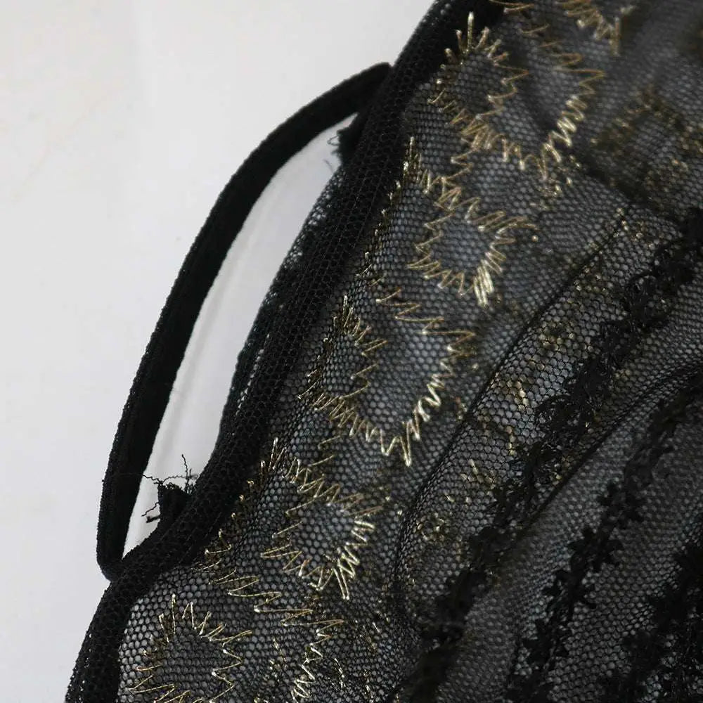 Gold-embroidered two-piece abaya set view 5