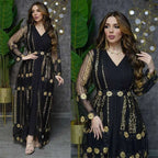 Gold-embroidered abaya set alternate view 9