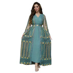 Gold-embroidered open abaya alternate view 12