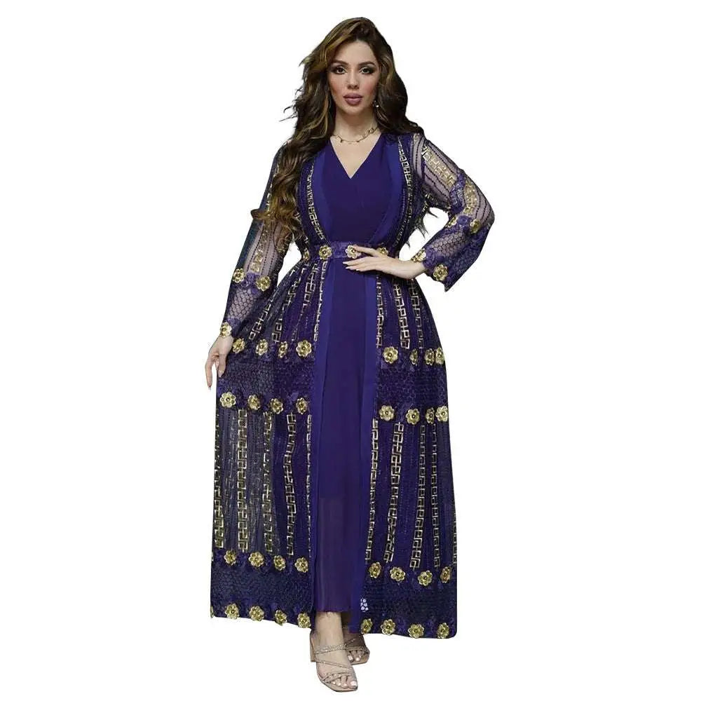 Open abaya and sleeveless dress set view 13