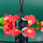 Arfvedsonite pendant showing natural stone texture