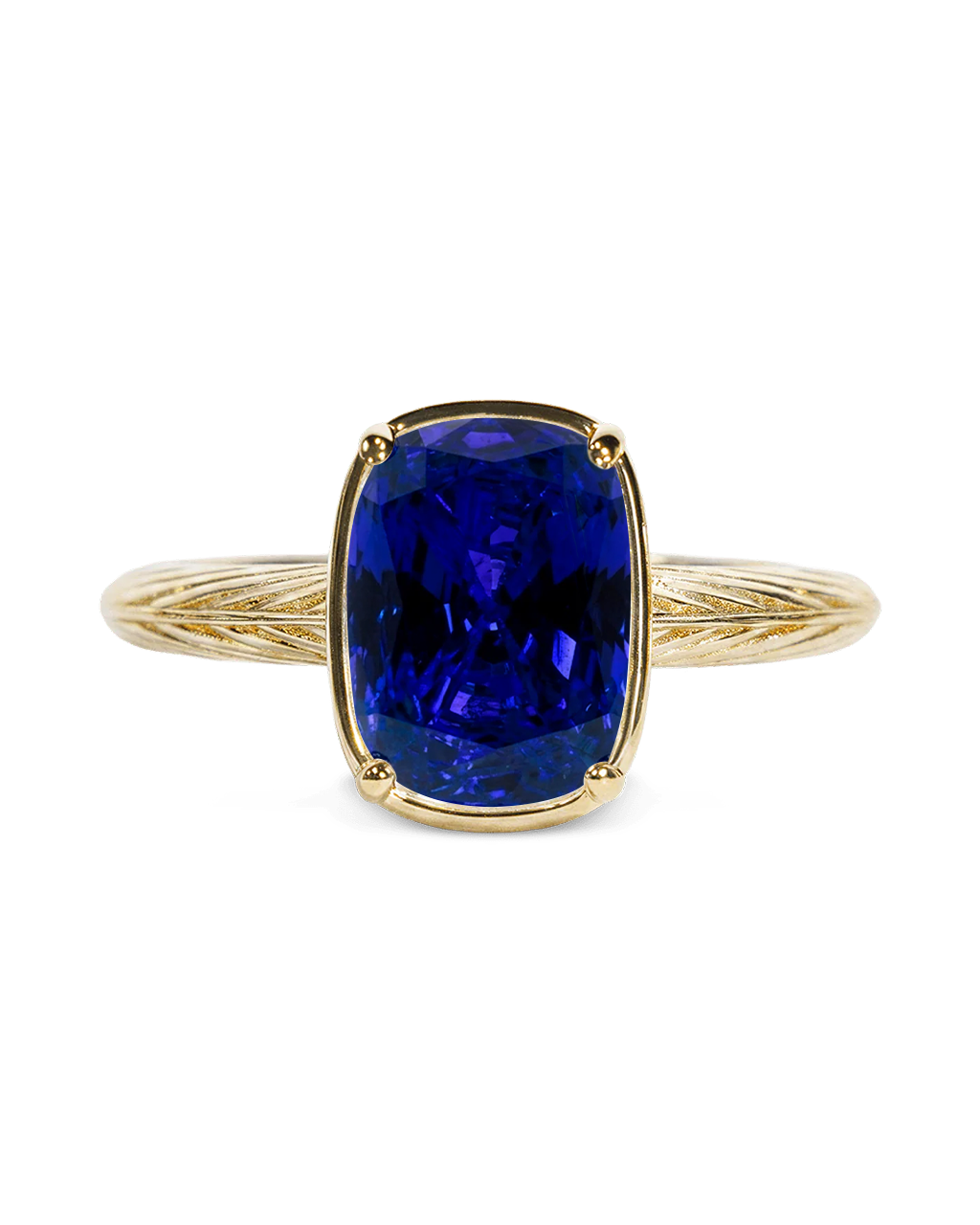 Mini sapphire cushion ring in gold-tone sterling silver