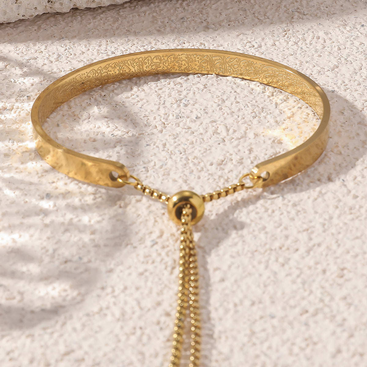 Polished engraved titanium bracelet view 3