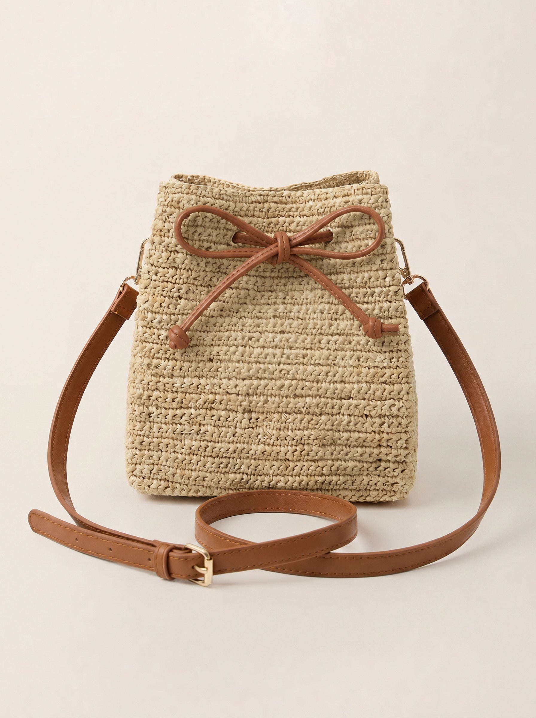 Mini raffia crossbody bag, product view