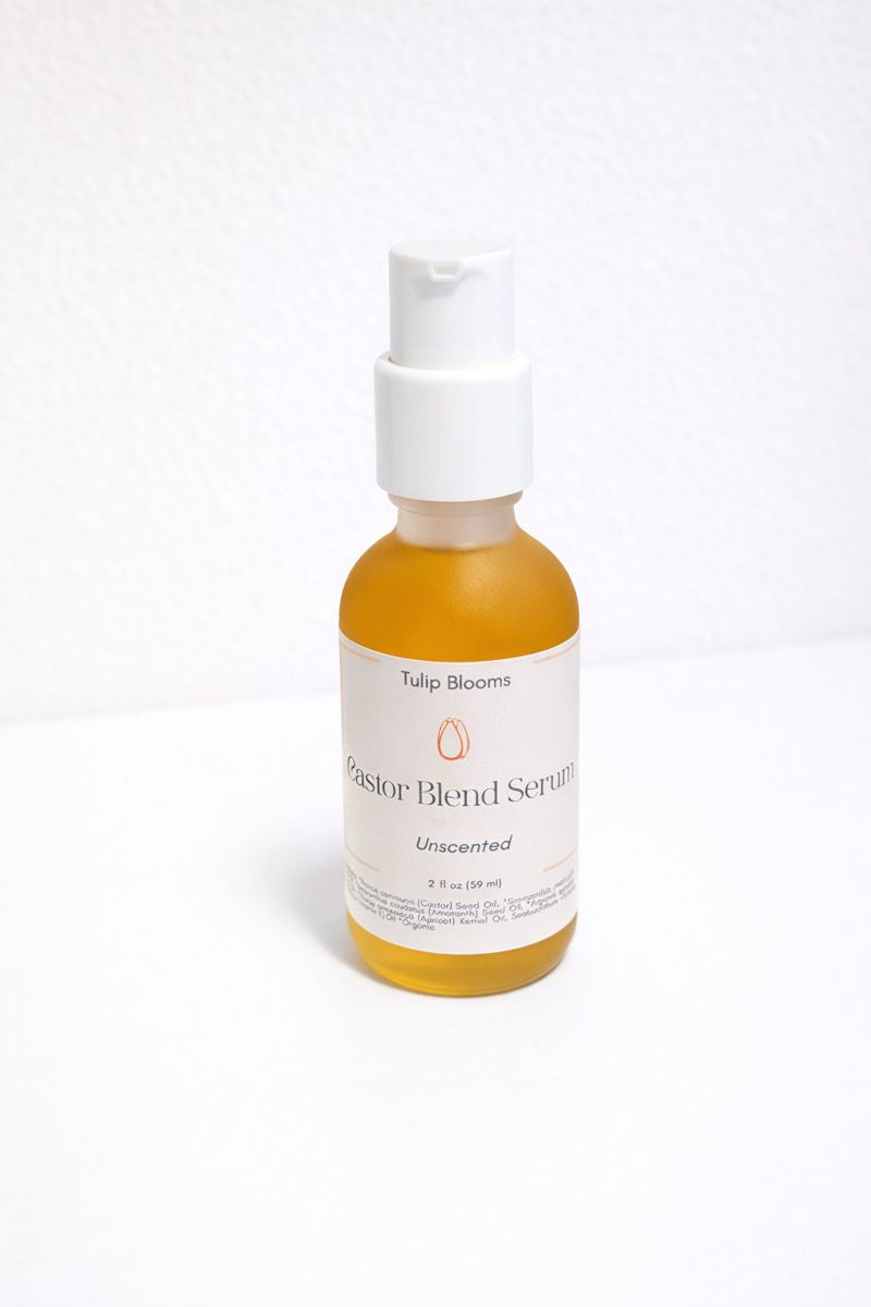 Botanical castor oil blend in a frosted glass jar