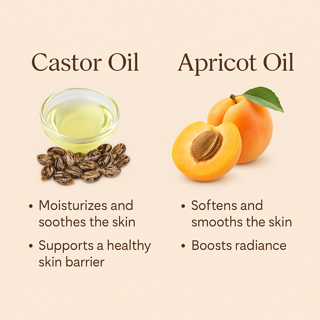 Castor and apricot kernel oils in the botanical castor blend