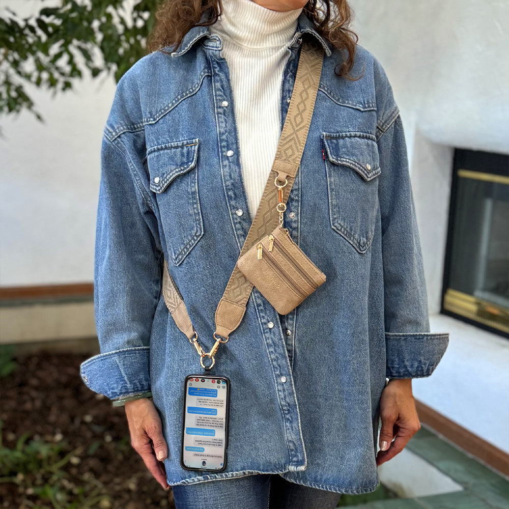 Clip & Go phone strap, zippered pouch detail