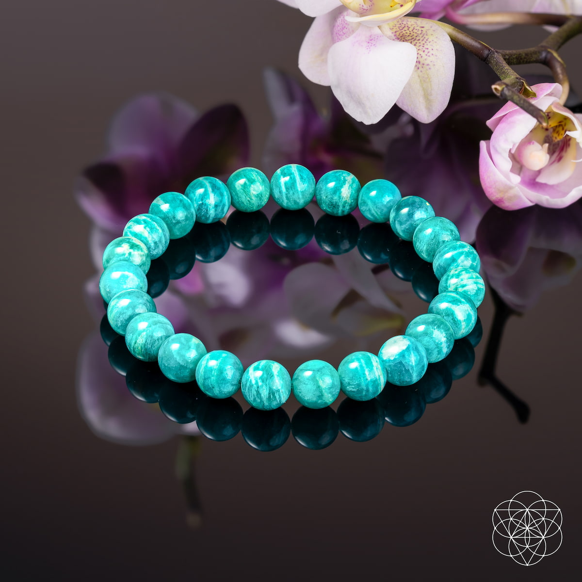 Premium blue amazonite bracelet with polished 8 mm beads