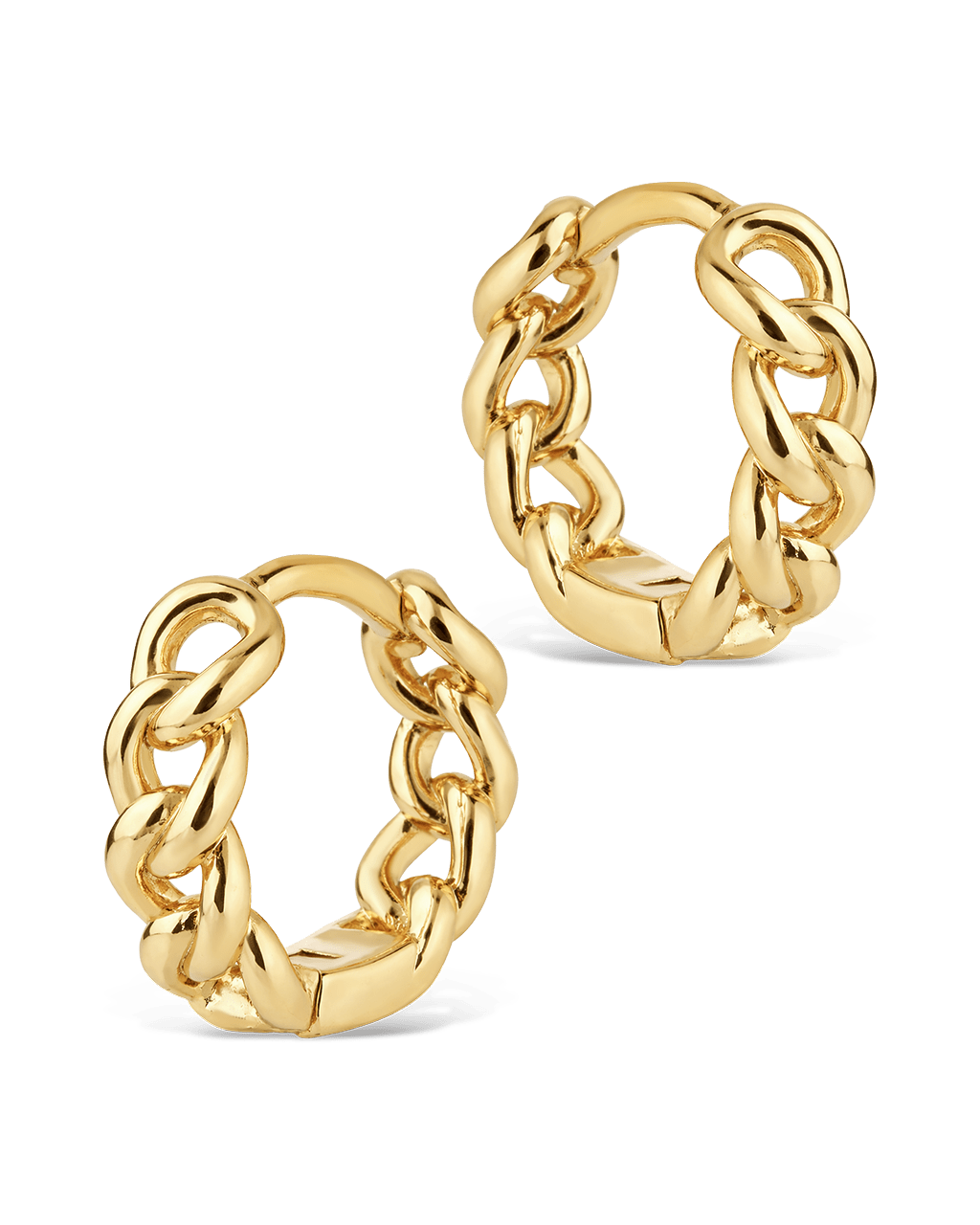 Maeve gold rounded link hoop, side view