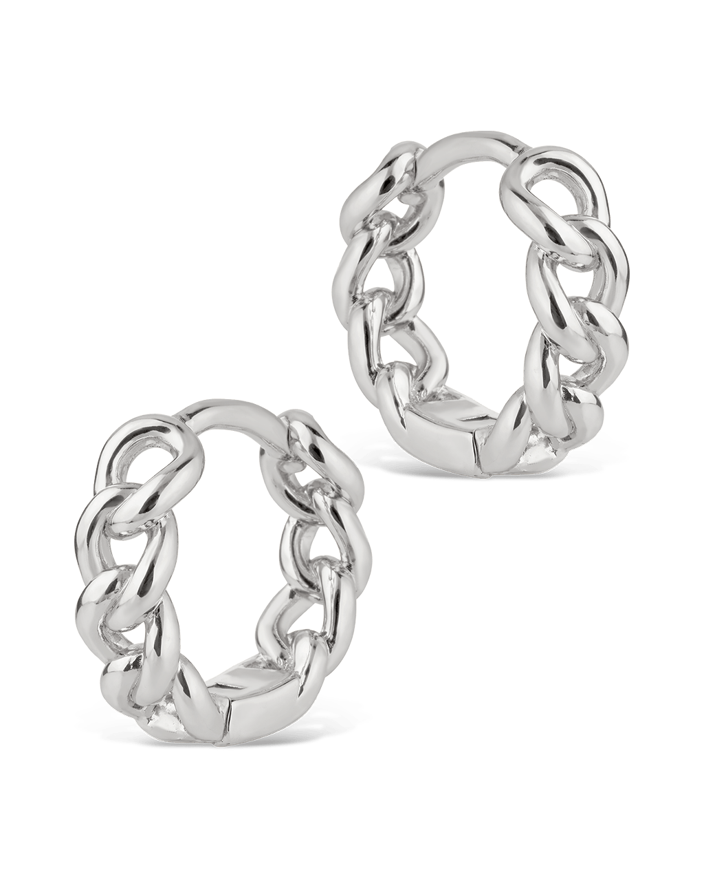 Maeve silver rounded link hoop, front view