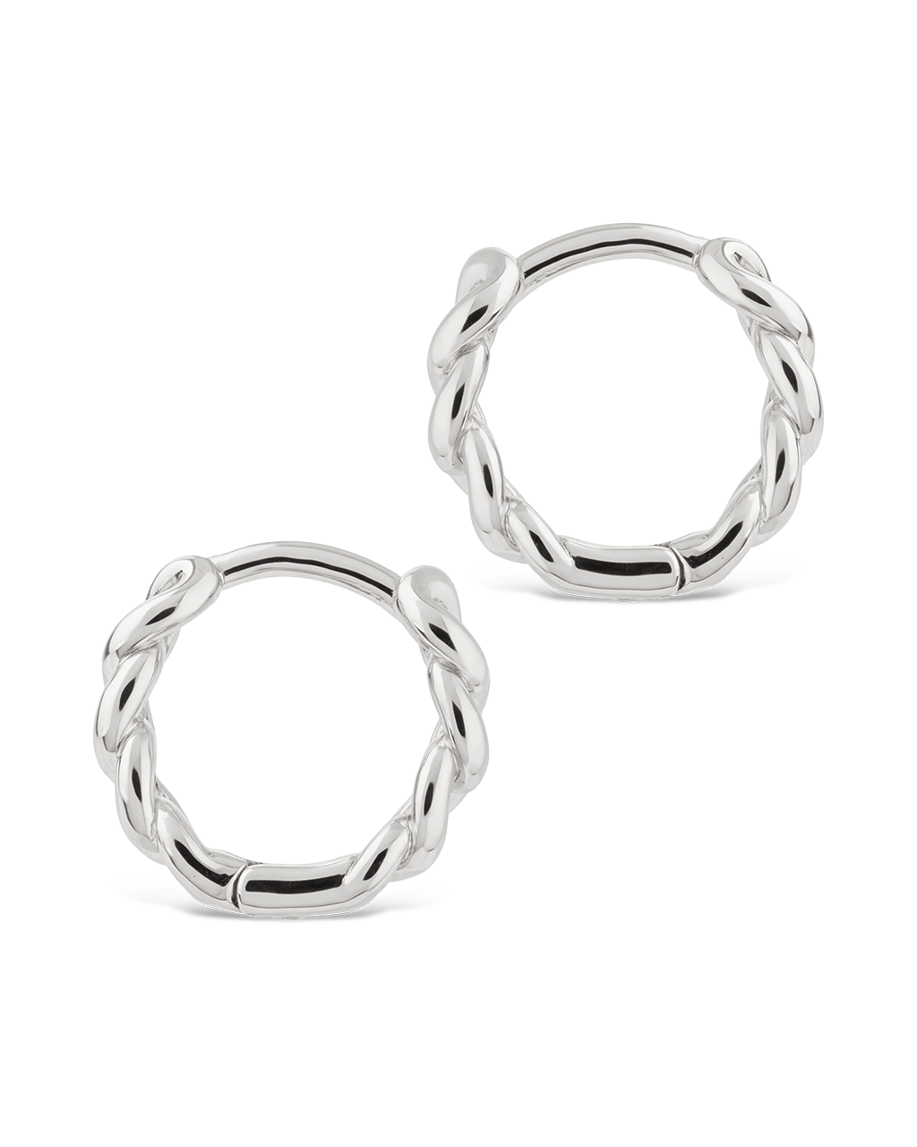 Maeve silver rounded link hoop, side view