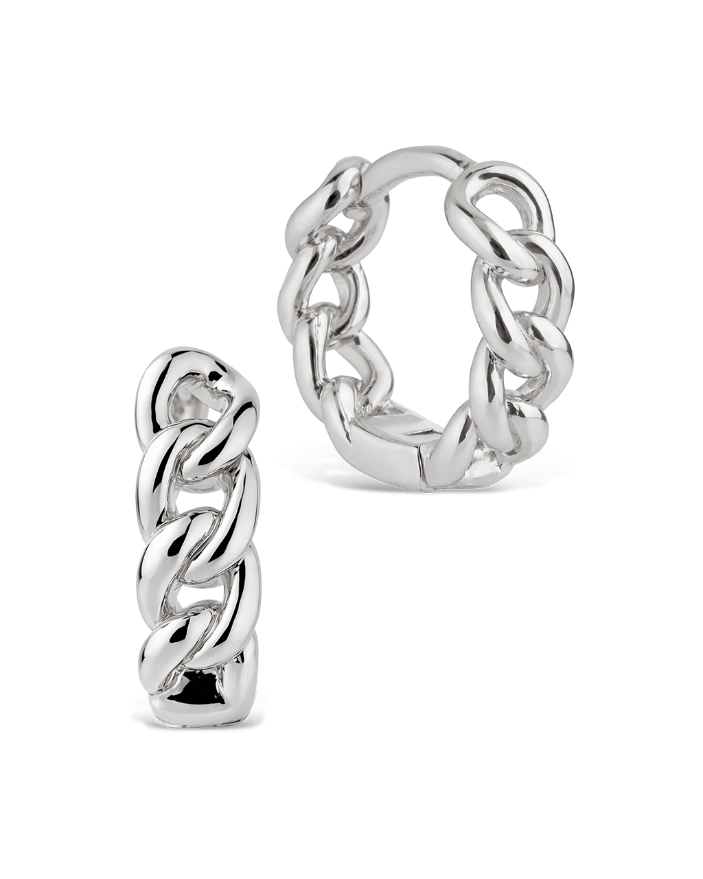 Maeve rounded link hoop earrings in silver