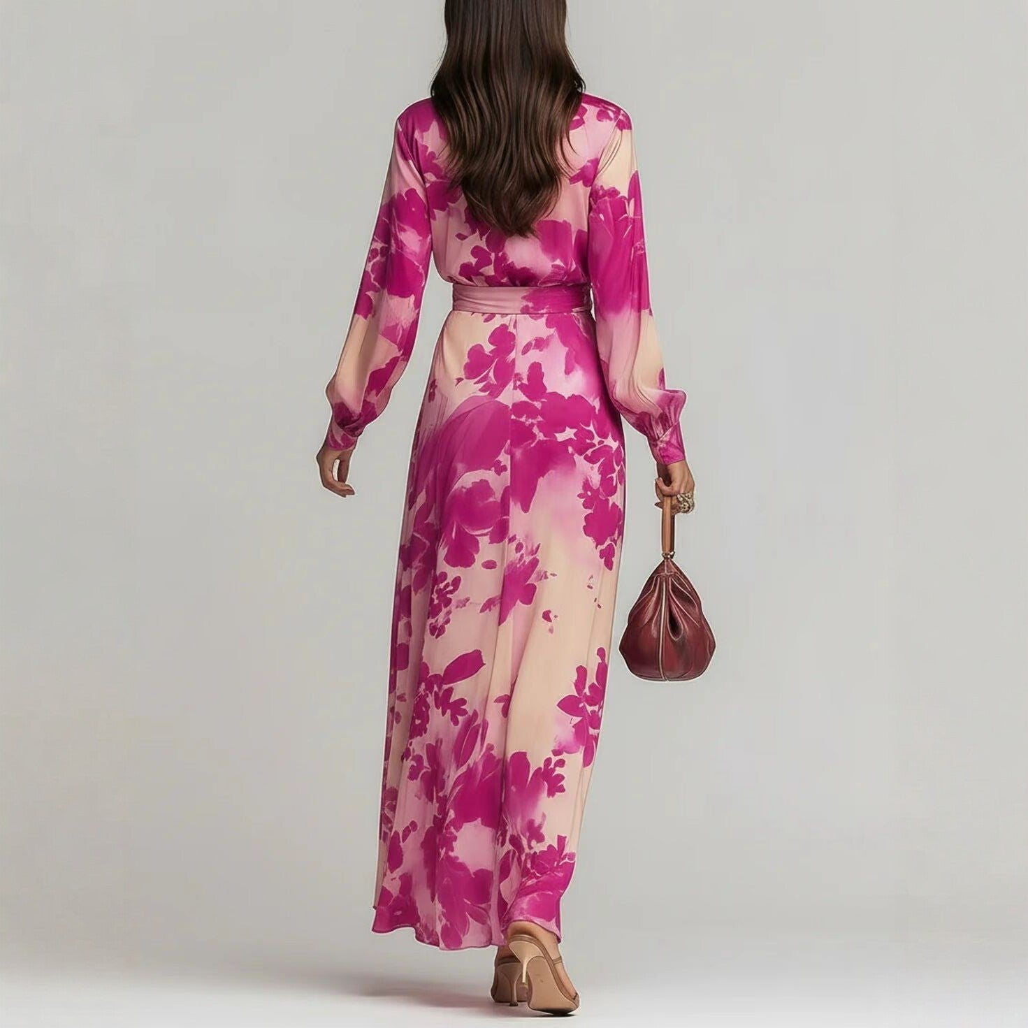 Women's floral fairy maxi dress in lightweight printed chiffon