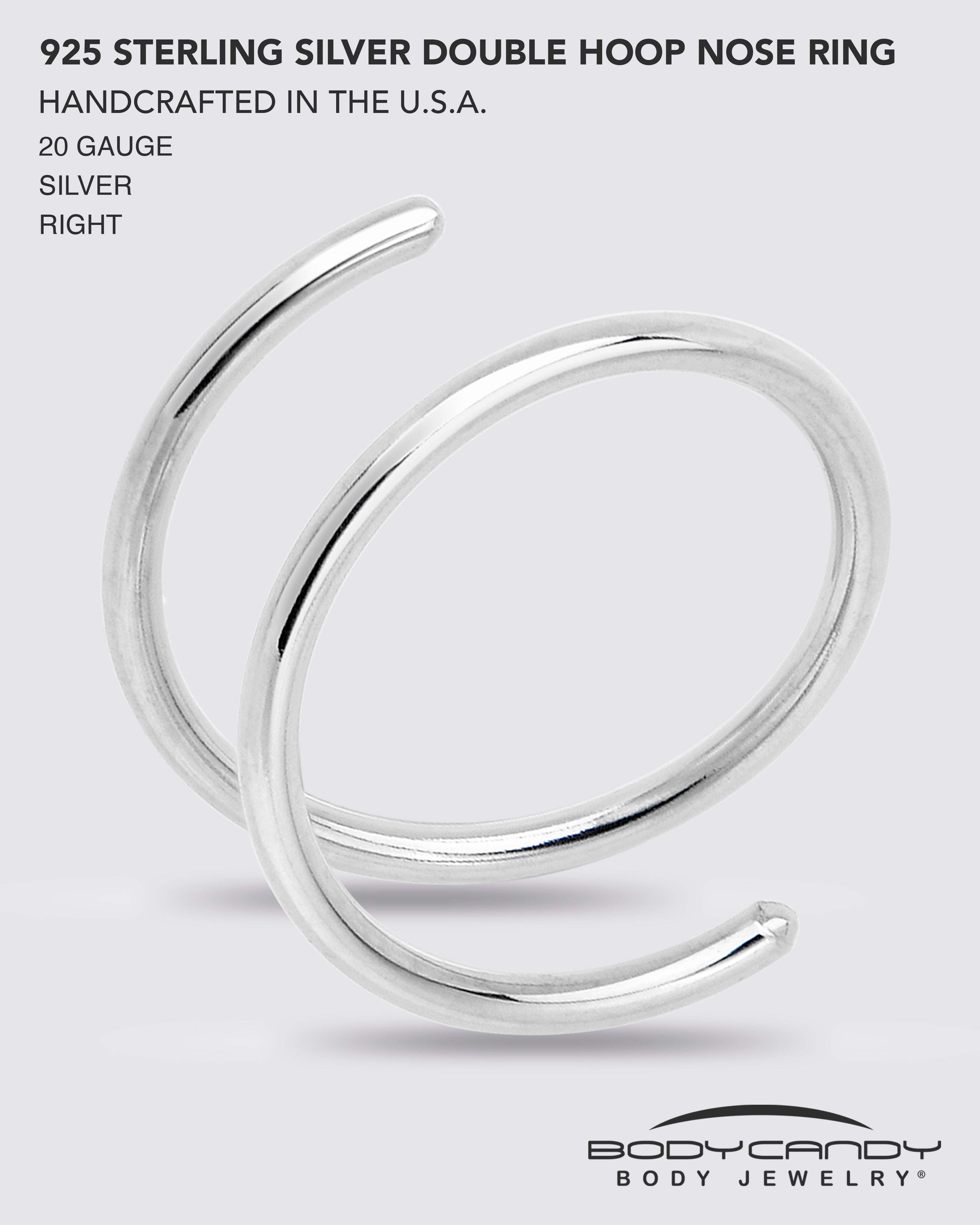 Sterling silver 20-gauge 10 mm right spiral nose ring