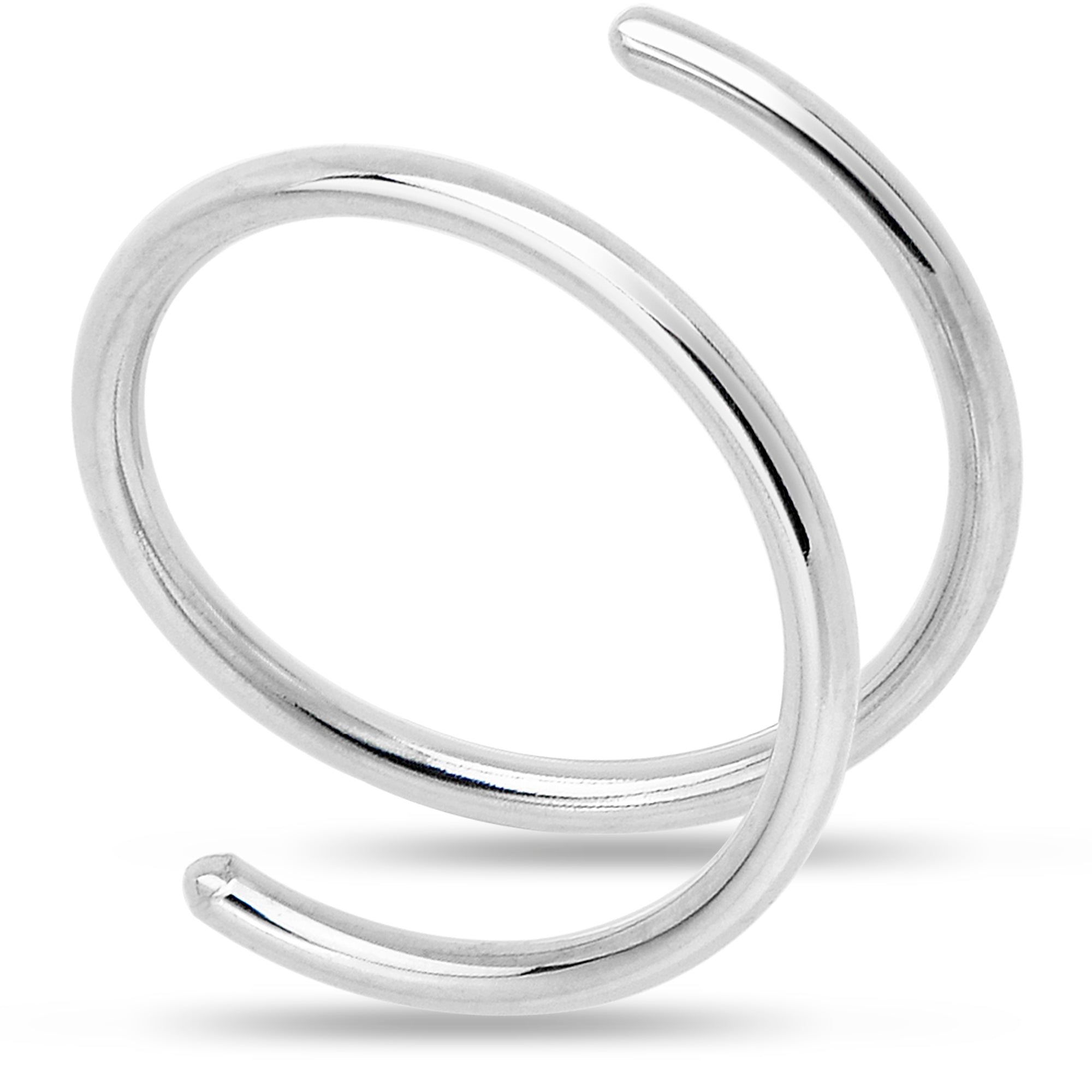 Sterling silver double-hoop spiral nose ring view 1