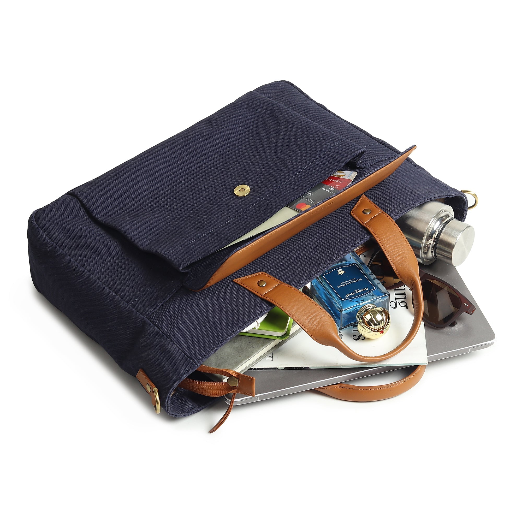 Voyager canvas and leather briefcase, alternate view