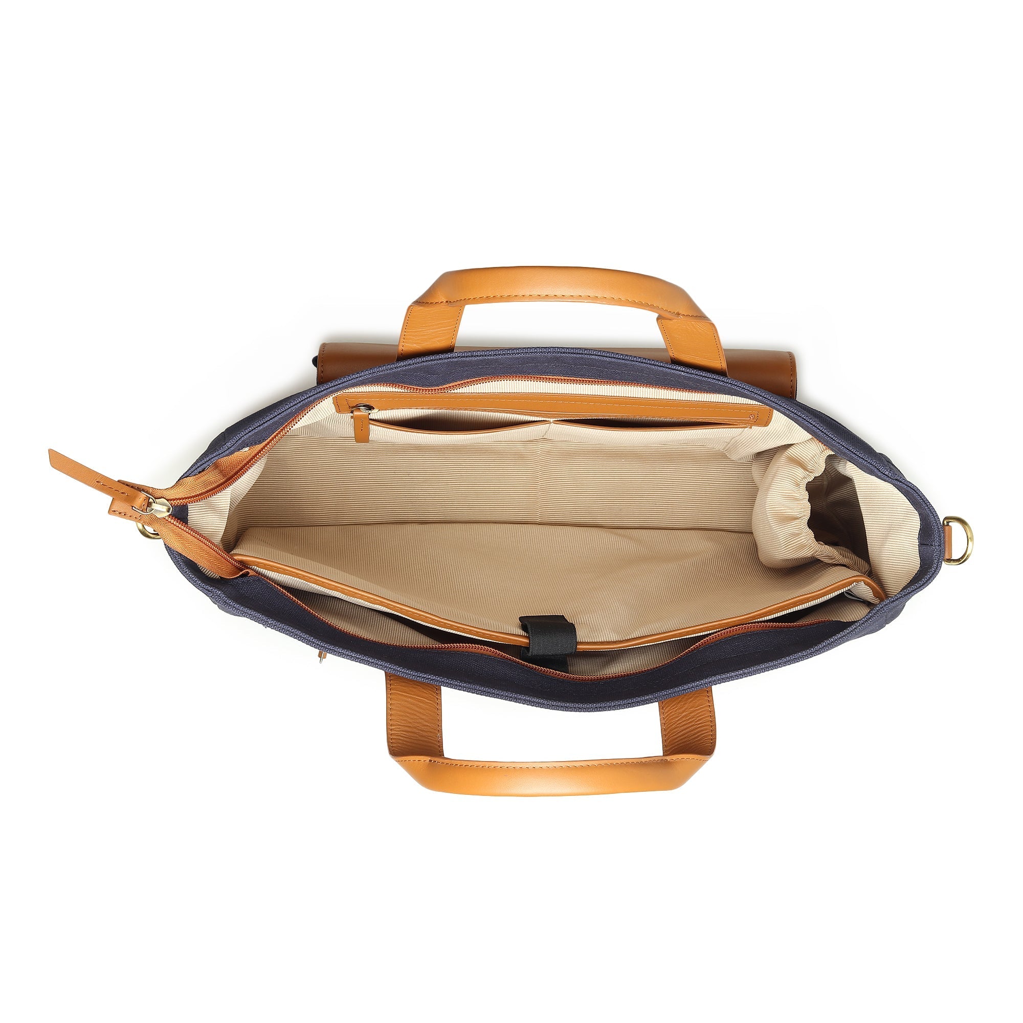 Voyager canvas and leather briefcase, side view