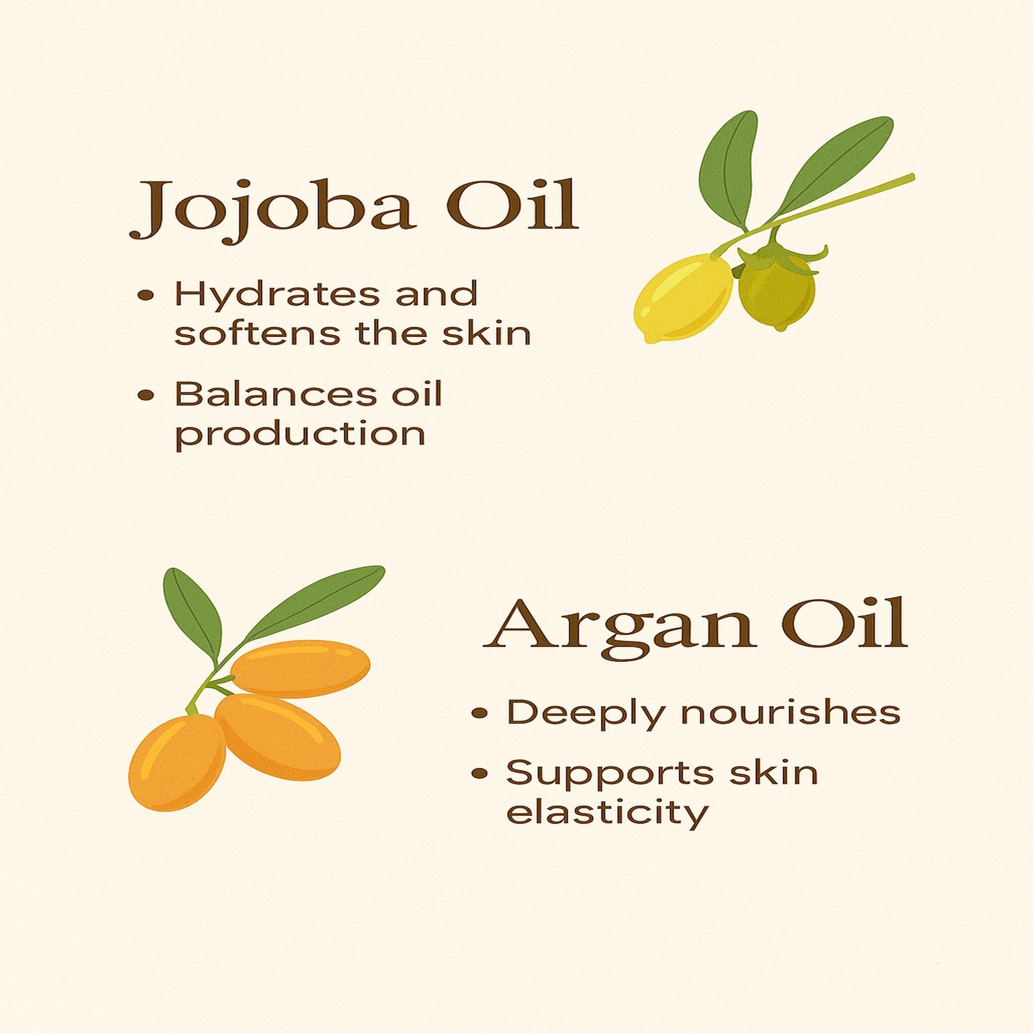 Jojoba and argan oils in the botanical castor blend