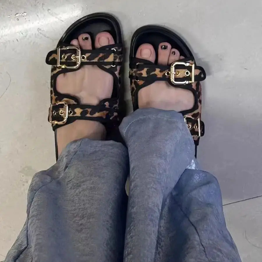 Printed flat slide sandals image 6