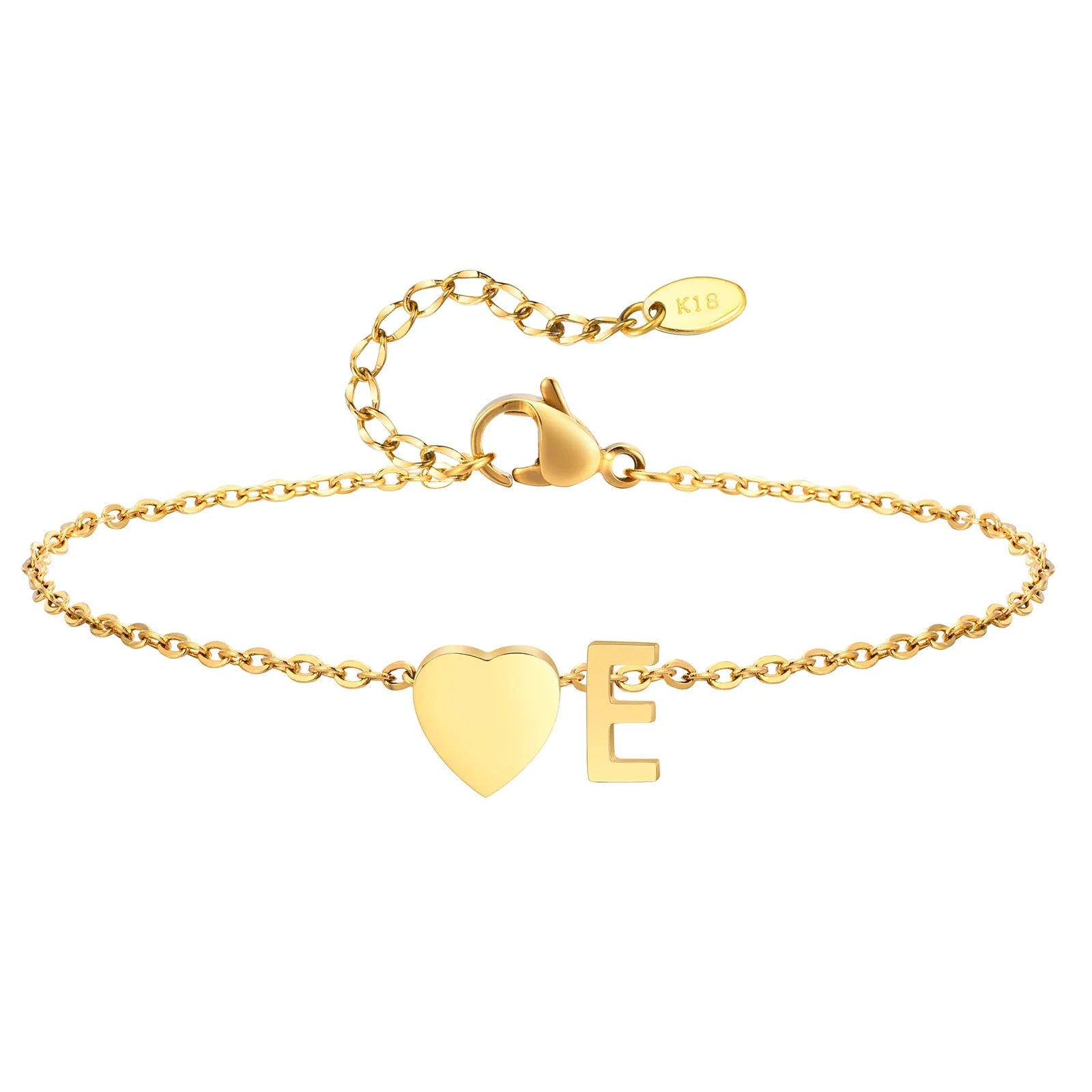 Heart initial stainless-steel anklet, alternate view 17