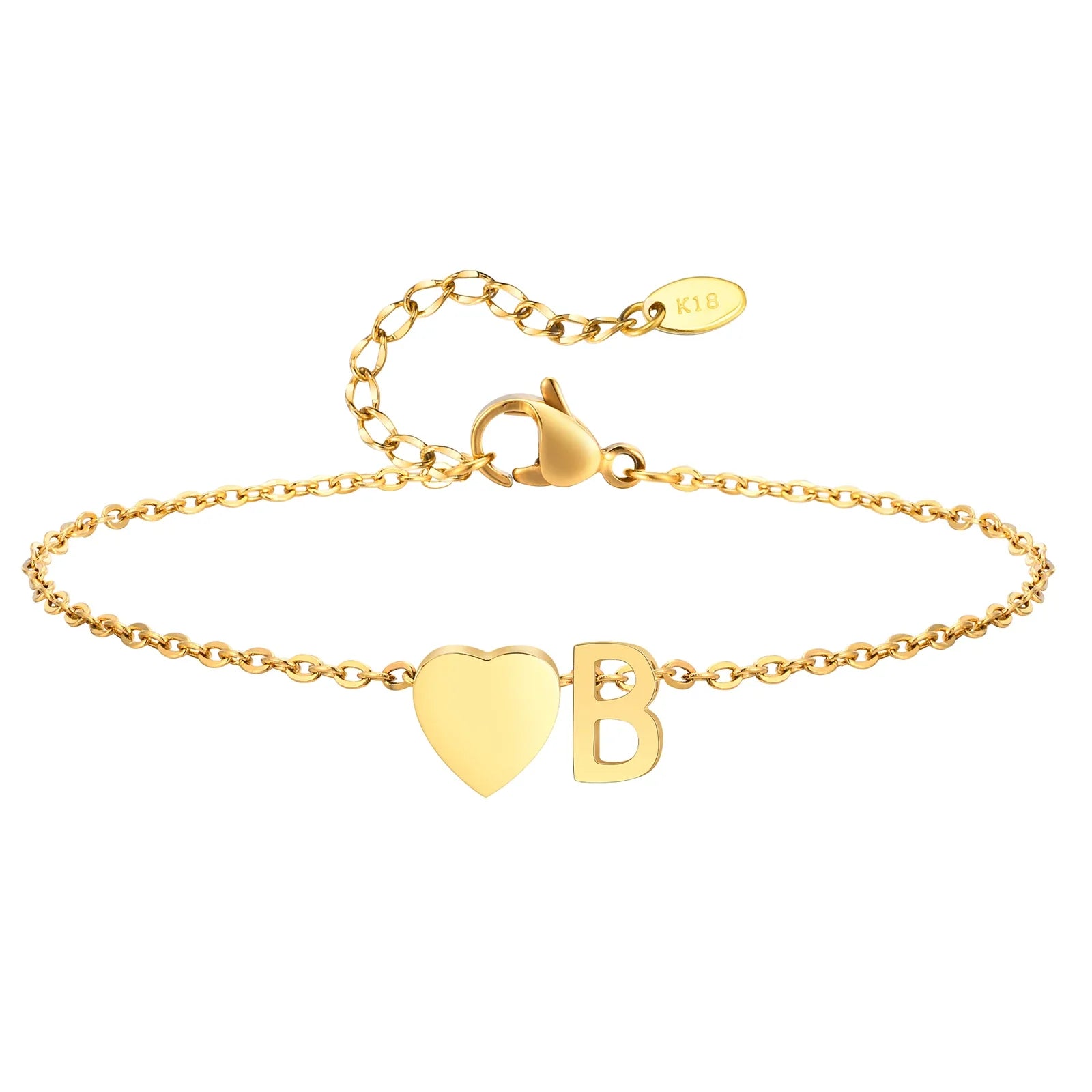 Heart initial stainless-steel anklet, alternate view 20