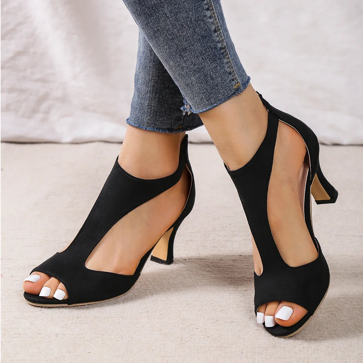 Block-heel open-toe sandals, alternate view 7