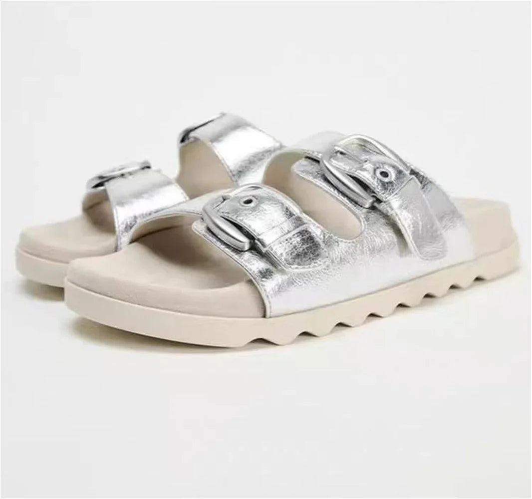 Printed flat slide sandals image 7