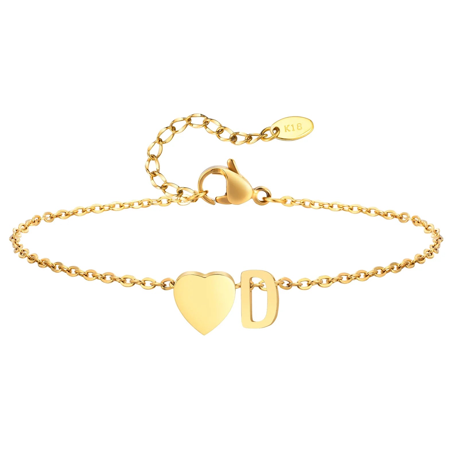 Heart initial stainless-steel anklet, alternate view 18