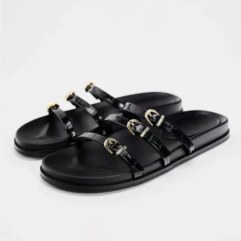 Printed flat slide sandals image 12