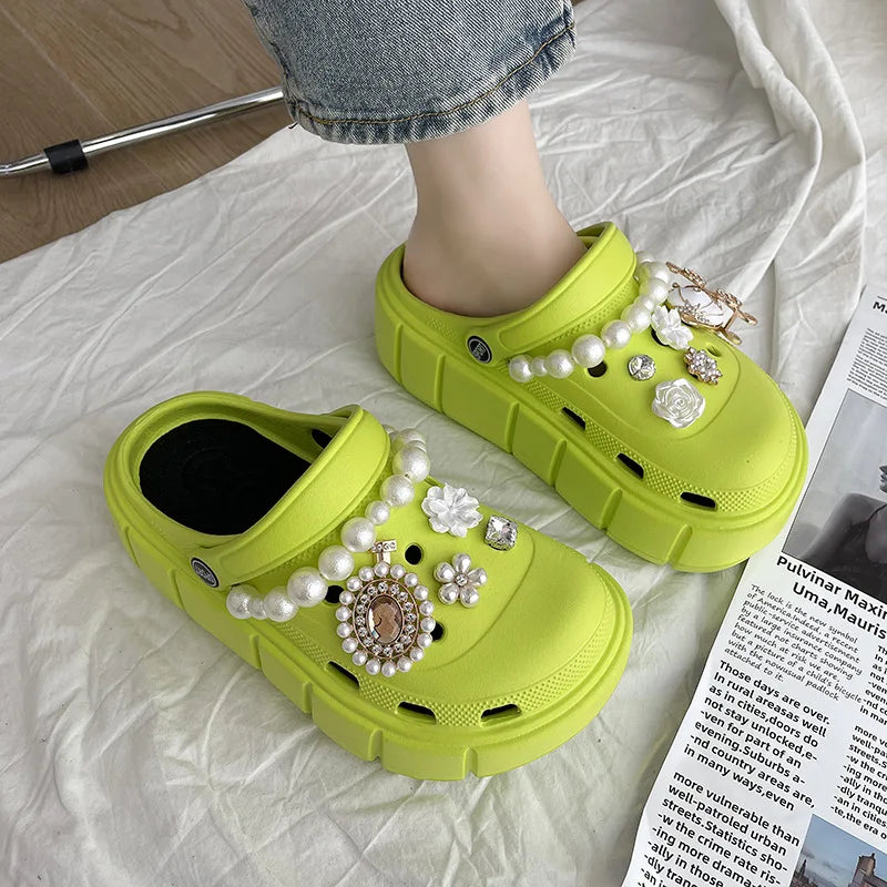 Embellished summer slide sandals view 3