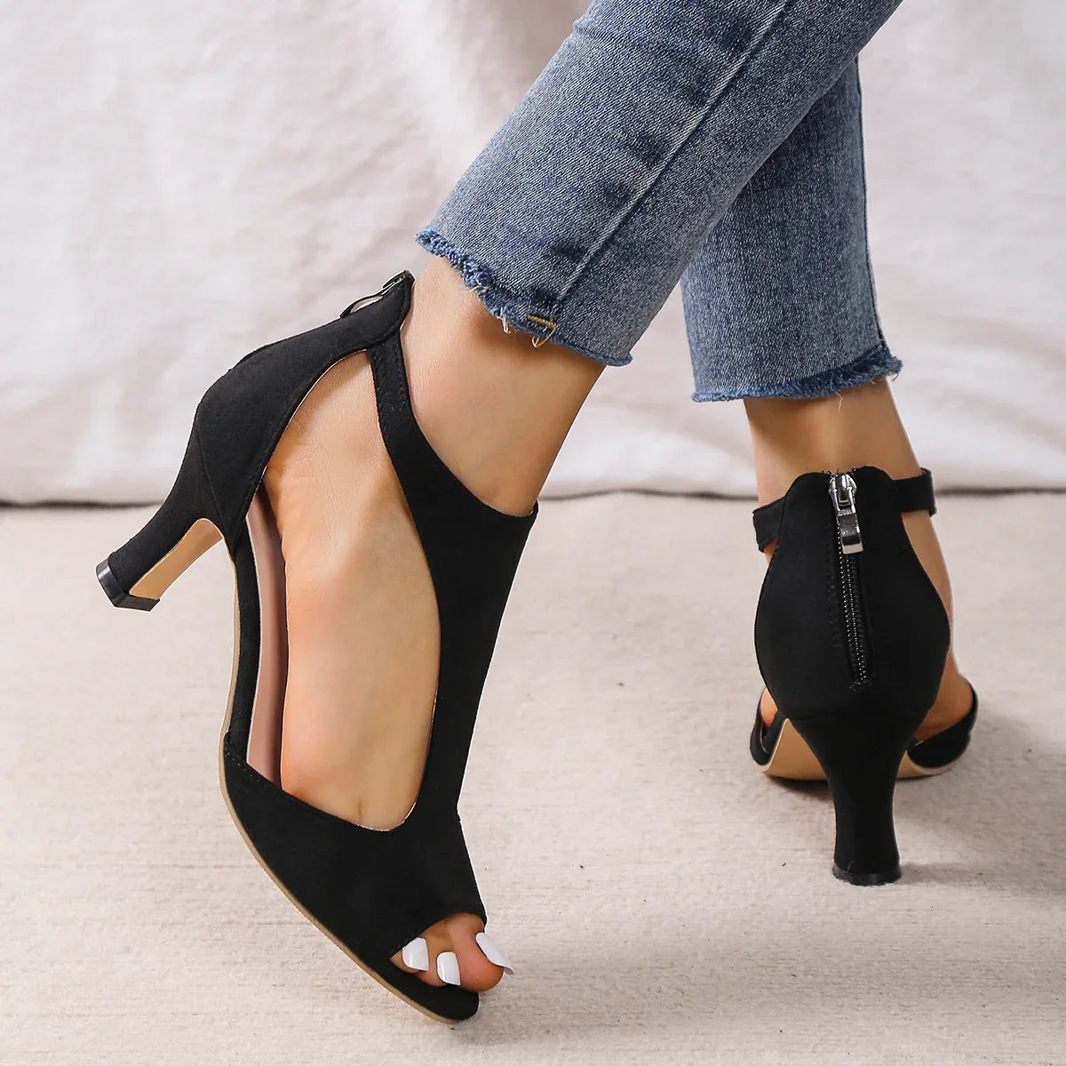 Block-heel open-toe sandals, alternate view 6