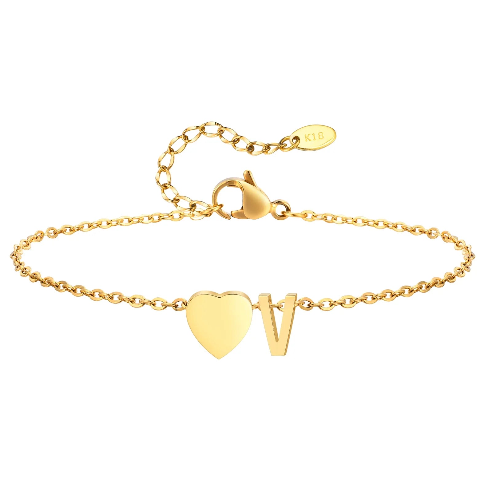 Heart initial stainless-steel anklet, alternate view 15