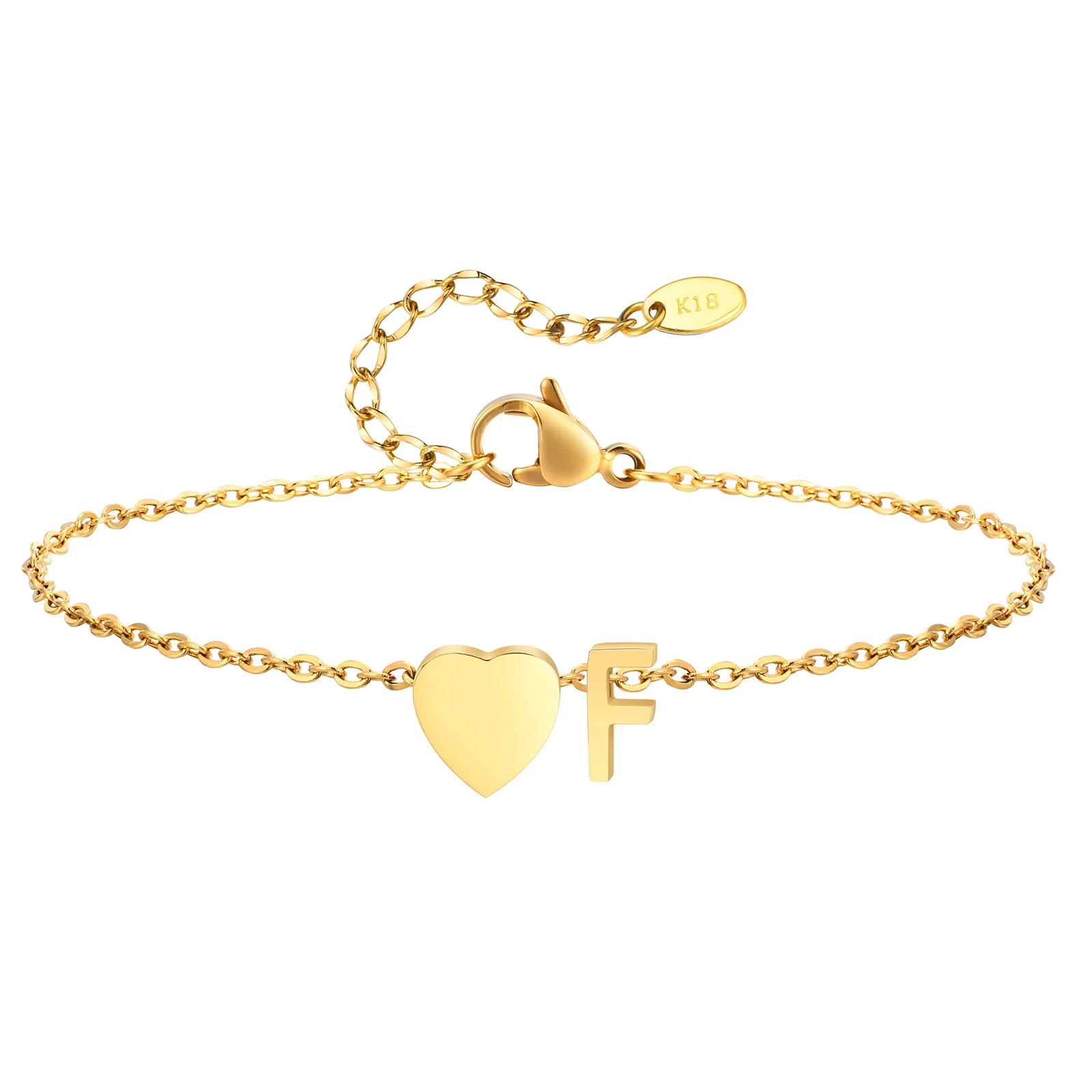 Heart initial stainless-steel anklet view 13
