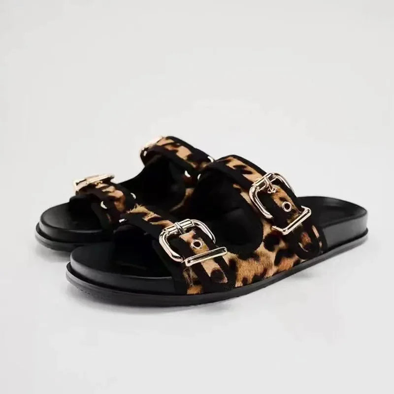 Printed flat slide sandals image 1