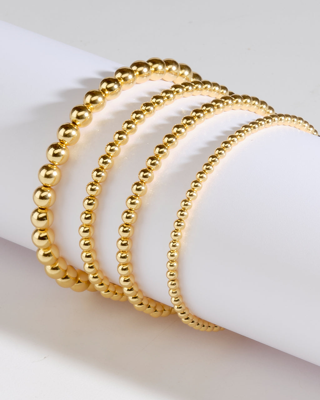 Gold beaded stretch bracelet set