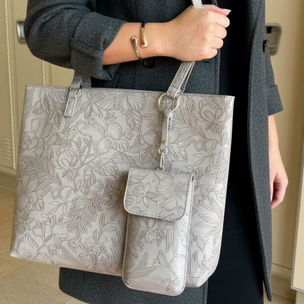 Floral tote bag with coordinating crossbody view 2