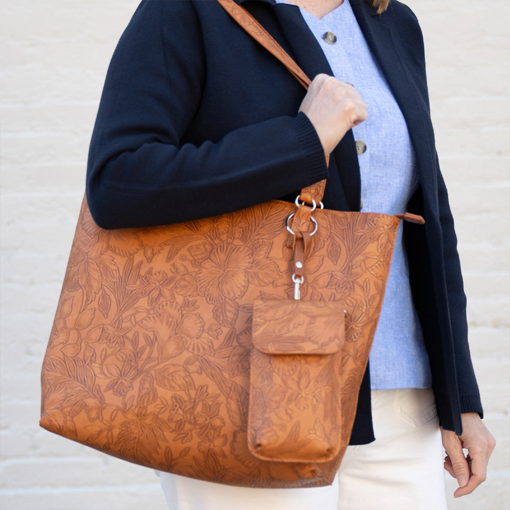 Floral tote with matching crossbody view 16