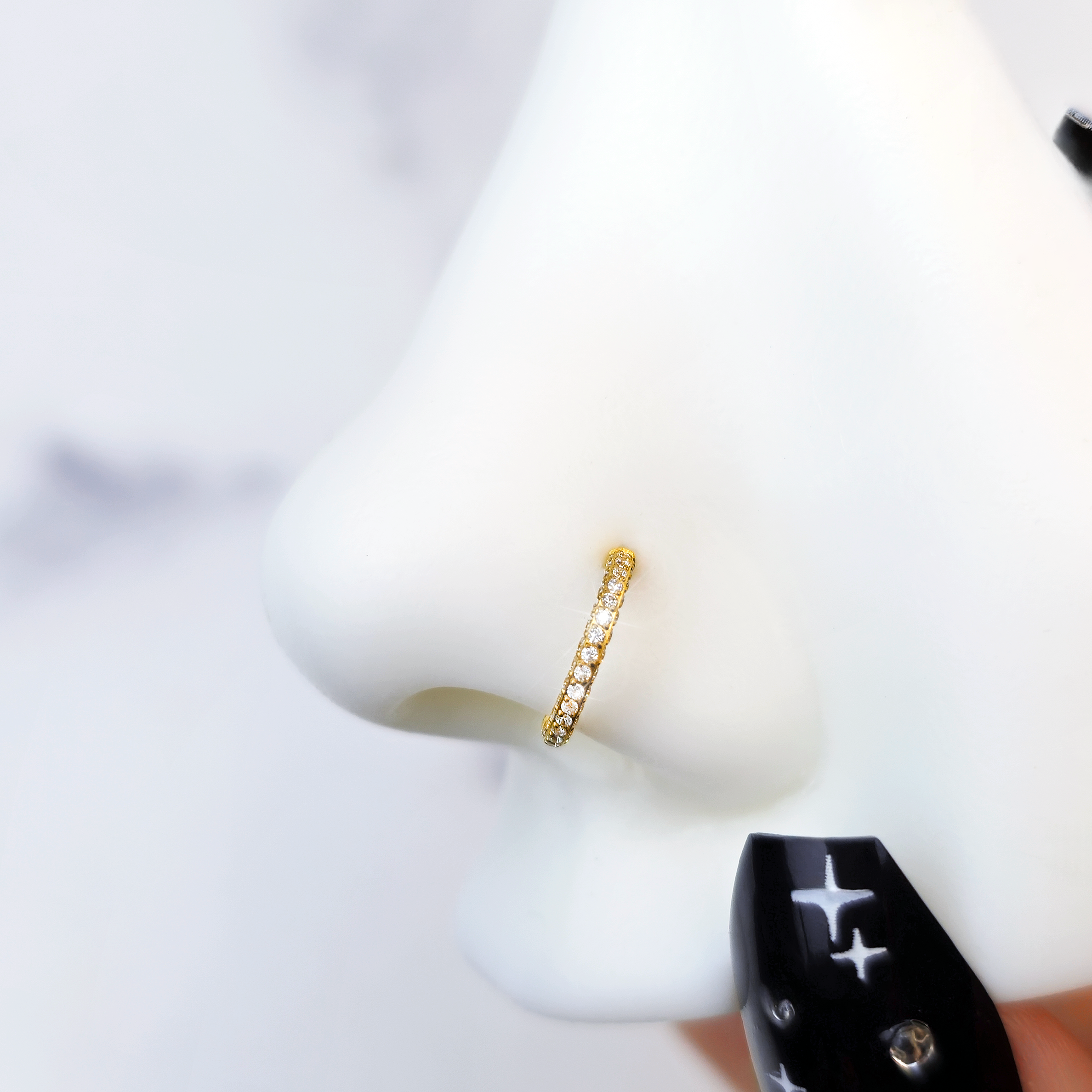 Triple-sided crystal titanium nose hoop image 8